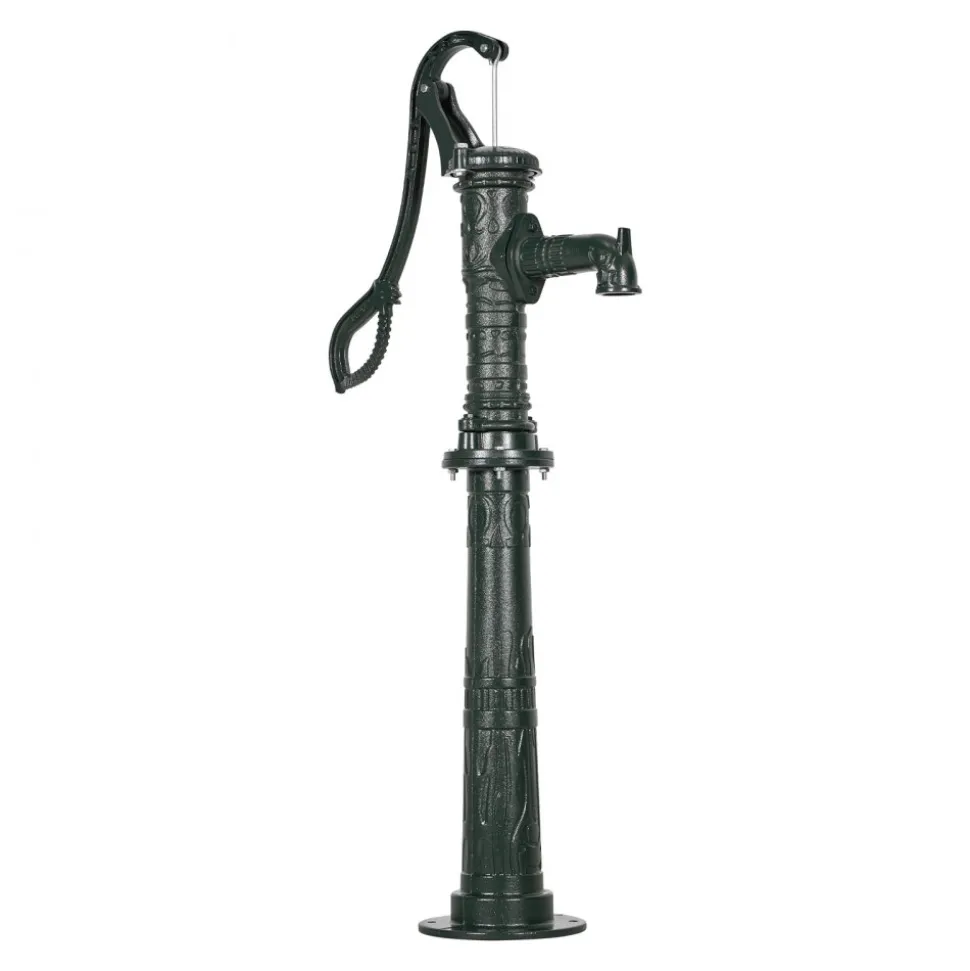 VEVOR Well Hand Pitcher Pump, 20 ft Max Lift, Antique Cast Iron Manual Hand Water Pump with Heightening Base, NPT 1-1/4 in Connection, Easy Installation, for Outdoor Garden, Pond, Yard, Farm, Green