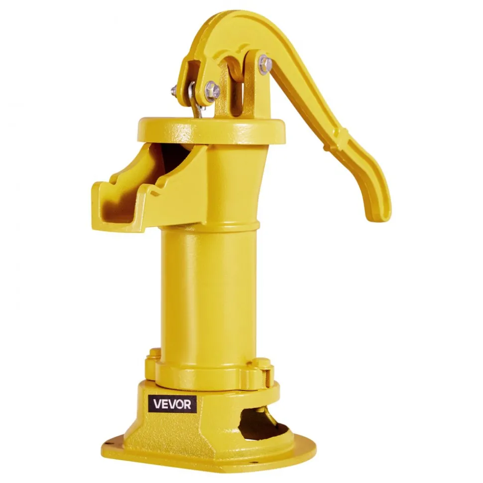 VEVOR Well Hand Pitcher Pump, 25 ft Maximum Lift, Antique Cast Iron Manual Hand Water Pump, NPT 1-1/4 in Connection, Easy Installation, Old Fashioned for Outdoor Garden, Pond, Backyard, Farm, Yellow