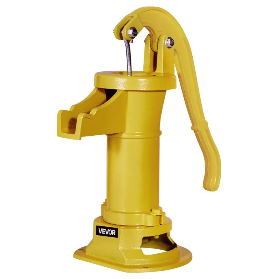 VEVOR Well Hand Pitcher Pump, 25 ft Maximum Lift, Antique Cast Iron Manual Hand Water Pump, NPT 1-1/4 in Connection, Easy Installation, Old Fashioned for Outdoor Garden, Pond, Backyard, Farm, Yellow