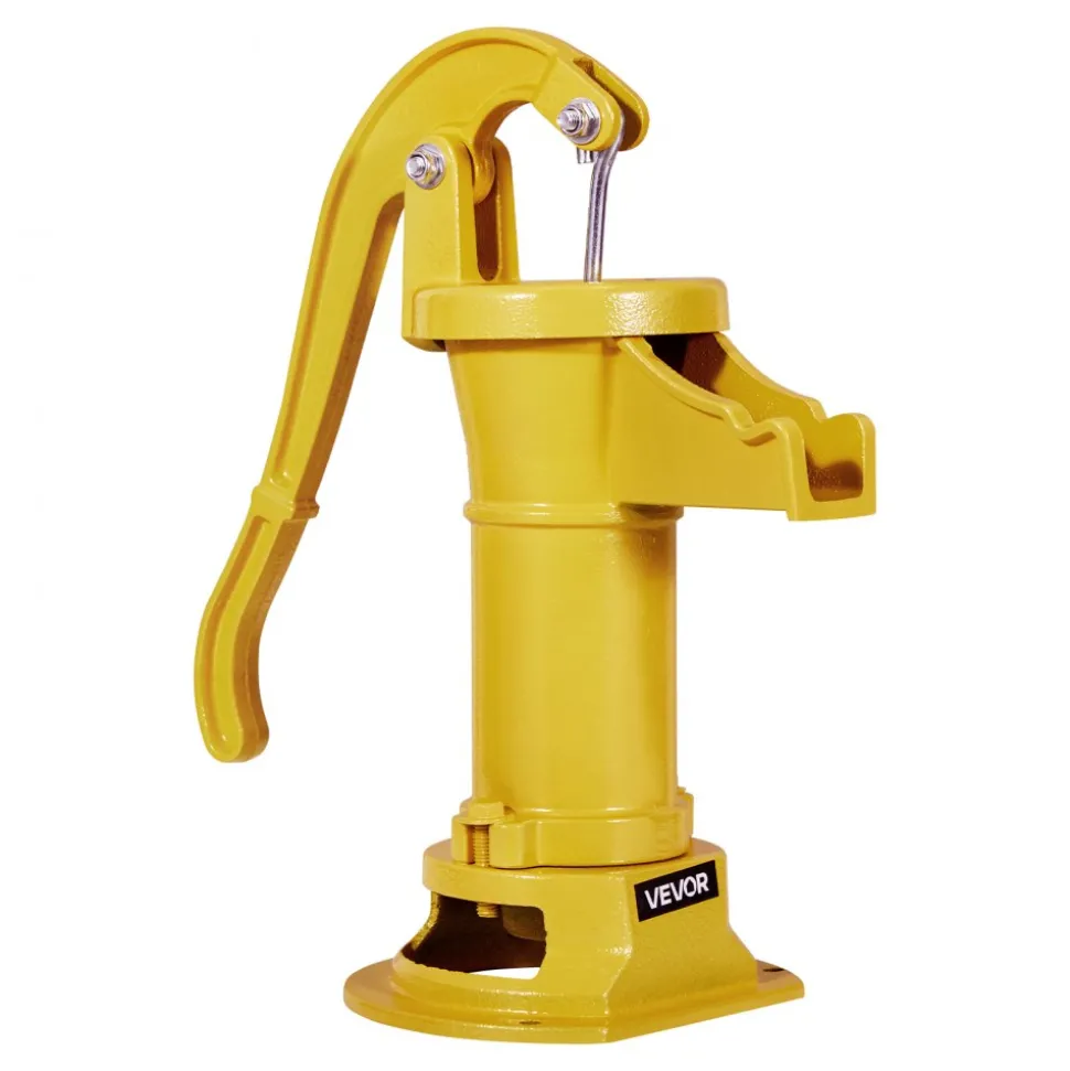 VEVOR Well Hand Pitcher Pump, 25 ft Maximum Lift, Antique Cast Iron Manual Hand Water Pump, NPT 1-1/4 in Connection, Easy Installation, Old Fashioned for Outdoor Garden, Pond, Backyard, Farm, Yellow