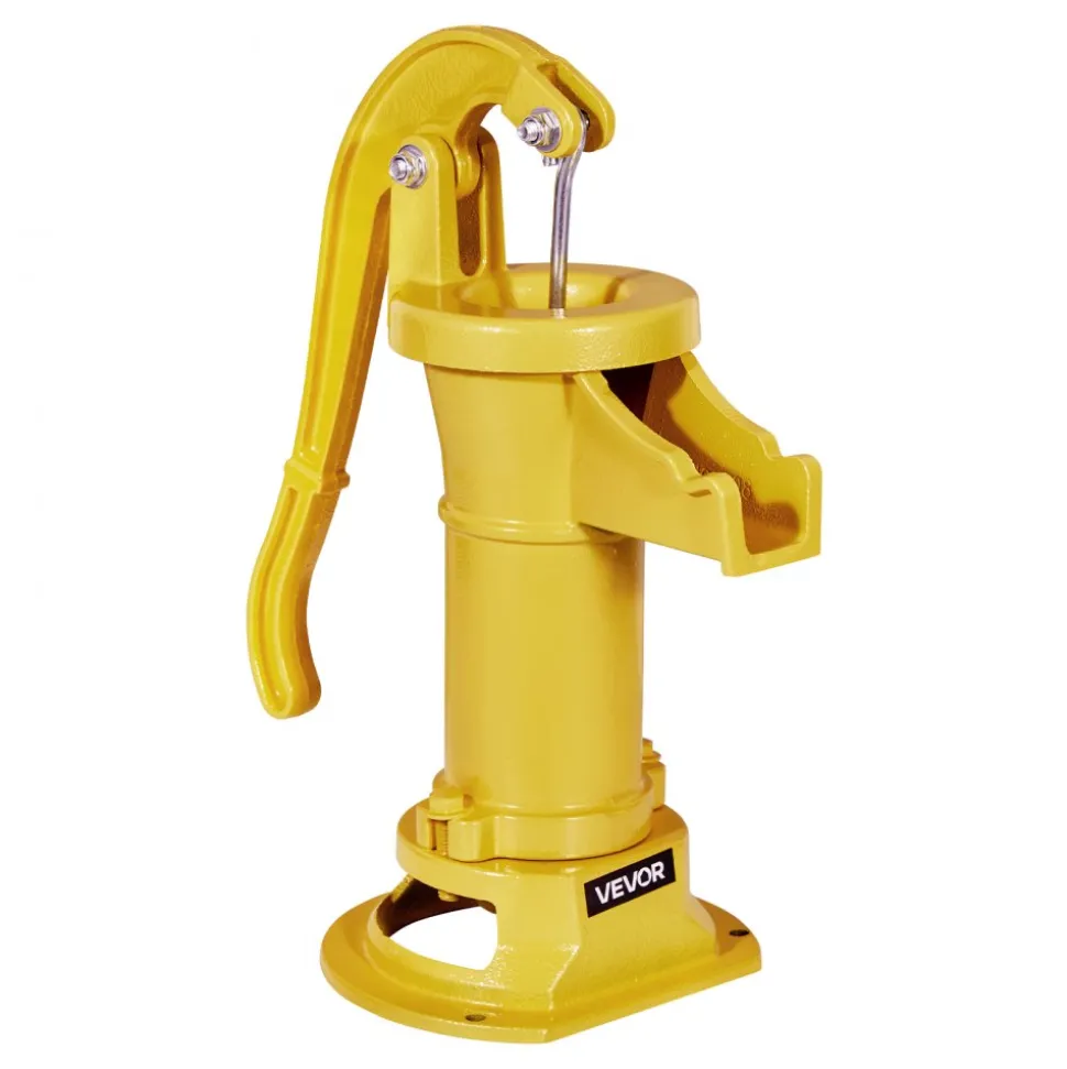 VEVOR Well Hand Pitcher Pump, 25 ft Maximum Lift, Antique Cast Iron Manual Hand Water Pump, NPT 1-1/4 in Connection, Easy Installation, Old Fashioned for Outdoor Garden, Pond, Backyard, Farm, Yellow
