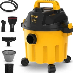 VEVOR Wet Dry Vac, 2.6 Gallon, 2.5 Peak HP, 3 in 1 Portable Shop Vacuum with Blowing Function, Attachments Storage, Perfect for Cleaning Floor, Upholstery, Gap, Car, Black/Yellow, ETL Listed