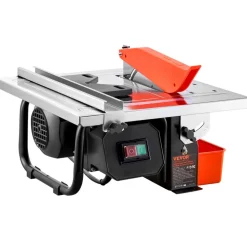 VEVOR Wet Tile Saw, 7-inch 65Mn Steel Blade, 3500 RPM Induction Motor, Tile Cutter Wet Saw with Water Reservoir, 0-45 Degrees Miter Angle for Cutting Tiles and Stones, for DIY Enthusiasts