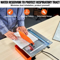VEVOR Wet Tile Saw, 7-inch 65Mn Steel Blade, 3500 RPM Induction Motor, Tile Cutter Wet Saw with Water Reservoir, 0-45 Degrees Miter Angle for Cutting Tiles and Stones, for DIY Enthusiasts