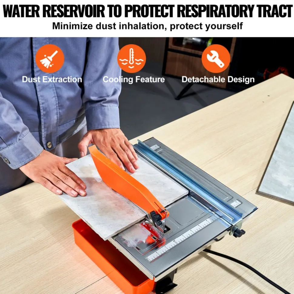 VEVOR Wet Tile Saw, 7-inch 65Mn Steel Blade, 3500 RPM Induction Motor, Tile Cutter Wet Saw with Water Reservoir, 0-45 Degrees Miter Angle for Cutting Tiles and Stones, for DIY Enthusiasts