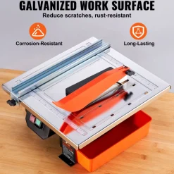 VEVOR Wet Tile Saw, 7-inch 65Mn Steel Blade, 3500 RPM Induction Motor, Tile Cutter Wet Saw with Water Reservoir, 0-45 Degrees Miter Angle for Cutting Tiles and Stones, for DIY Enthusiasts