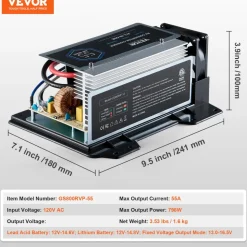 VEVOR WF-8955-AD-MBA Main Board Assembly, 55 Amp, Three-Stage RV Power Converter Replacement Unit, Compatible with Lithium Lead Acid Battery, Fit for WF-8955, Parallax 7145 & 7145 Series Converters