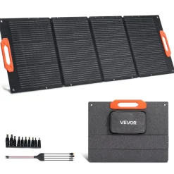 VEVOR 150W Foldable Monocrystalline Solar Panel, 23% Efficiency Portable ETFE Mono Solar Panel Charger with MC4 Output, Type-C, QC3.0 USB & DC Ports, IP67 Waterproof for Power Stations Camping Hiking