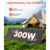 VEVOR 300W Foldable Monocrystalline Solar Panel, 23% High-Efficiency Portable Mono Solar Panel Charger with MC4 Output & 10-in-1 DC Adapters, IP67 Waterproof for Power Stations, Camping, Hiking Trips