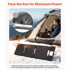 VEVOR 30W Foldable Solar Panel Charger, 16BB N-Type Monocrystalline Solar Panel 24% Efficiency, Ultra-Light Portable with USB-A, USB-A (QC3.0) & Type-C Ports for Camping, Backpacking, Phones, Tablets