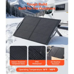 VEVOR 100W Foldable Solar Panel, 24% High-Efficiency Portable Monocrystalline Solar Panel Charger with MC4 Output, USB-A, Type-C & DC Ports, IP65 Waterproof for Power Stations, Camping, Hiking Trips