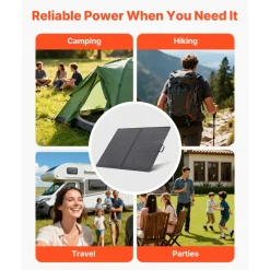 VEVOR 200W Foldable Solar Panel with Frame, 23% High-Efficiency Portable Monocrystalline Solar Panel Charger with 30A PWM Controller & MC4 Output, IP67 Waterproof for Camping, Hiking, RV Trips