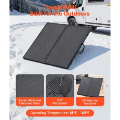 VEVOR 100W Foldable Solar Panel with Frame, 16BB N-Type Portable Monocrystalline Solar Panel Charger 24% Efficiency, IP67 Waterproof with 30A PWM Controller & MC4 Output for Camping, Hiking, RV Trips