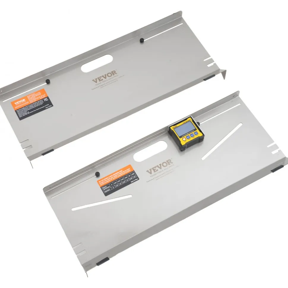 VEVOR Wheel Alignment Tool, 2-Pack Toe Plates, Camber/Caster/Toe Gauge 0.1° Accuracy, Stainless Steel Tool Plate, Magnetic Slots and 6 Alignment Rods, Includes 2 Measuring Tapes & Conversion Chart