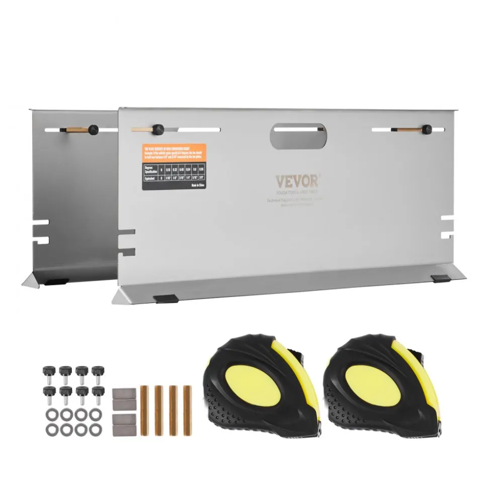 VEVOR Wheel Alignment Tool, 2-Pack Alignment Tool Toe Plates, Stainless Steel Toe Angle Measurement Tool Plate, 4 Alignment Rods and Magnetic Slots, Includes Measuring Tapes & Conversion Chart
