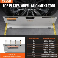 VEVOR Wheel Alignment Tool, 2-Pack Alignment Tool Toe Plates, Stainless Steel Toe Angle Measurement Tool Plate, 4 Alignment Rods and Magnetic Slots, Includes Measuring Tapes & Conversion Chart