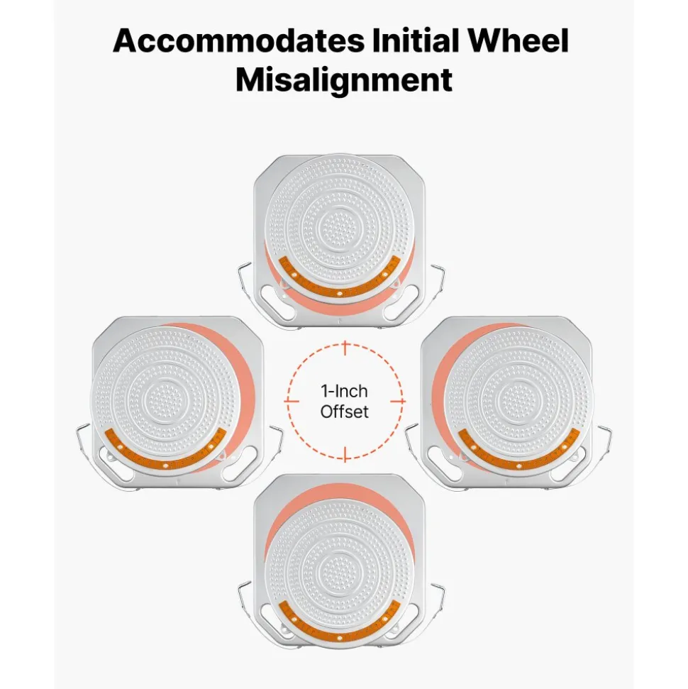 VEVOR Wheel Alignment Turn Plates, 2 PCS, 2-Ton Capacity per Plate, Brass Dial Measurements, 360° Rotating Turntable Wheel Alignment Tool with Transition Bridge & Thrust Block for Car SUV Light Truck