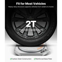 VEVOR Wheel Alignment Turn Plates, 2 PCS, 2-Ton Capacity per Plate, Brass Dial Measurements, 360° Rotating Turntable Wheel Alignment Tool with Transition Bridge & Thrust Block for Car SUV Light Truck