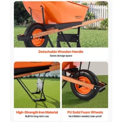 VEVOR Wheelbarrow Cart, 6 Cu. Ft. Load & 330 lbs Capacity, One Wheel Garden Dump Cart Wheel Barrow with Metal Handle &  16