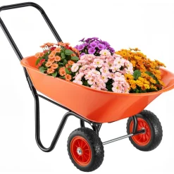 VEVOR Wheelbarrow Cart, 5 Cu. Ft. Load & 397 lbs Capacity, 2 Wheels Garden Dump Cart, Garden Wagon with Handle & Â 10" Â Wide Track Wheels, Easy Loading Utility Yard Cart & Wagons for Outdoor Lawn Yard