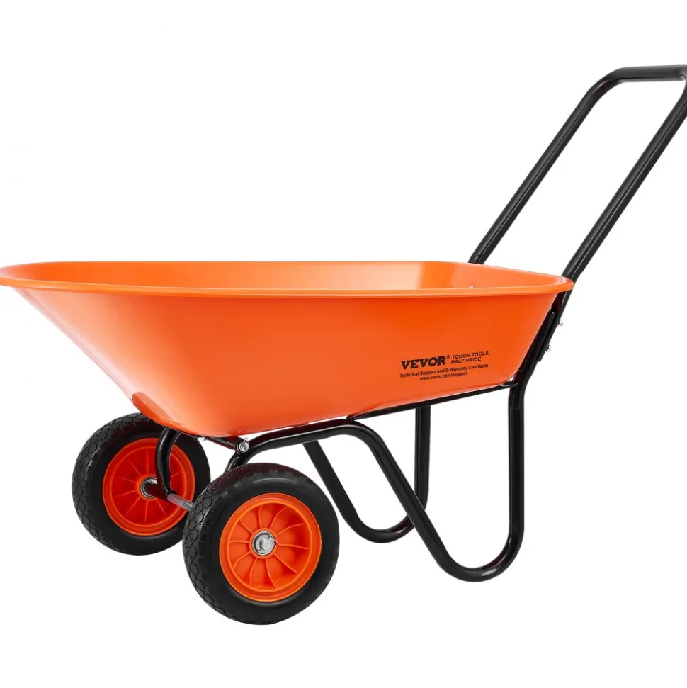 VEVOR Wheelbarrow Cart, 5 Cu. Ft. Load & 397 lbs Capacity, 2 Wheels Garden Dump Cart, Garden Wagon with Handle & 10" Wide Track Wheels, Easy Loading Utility Yard Cart & Wagons for Outdoor Lawn Yard