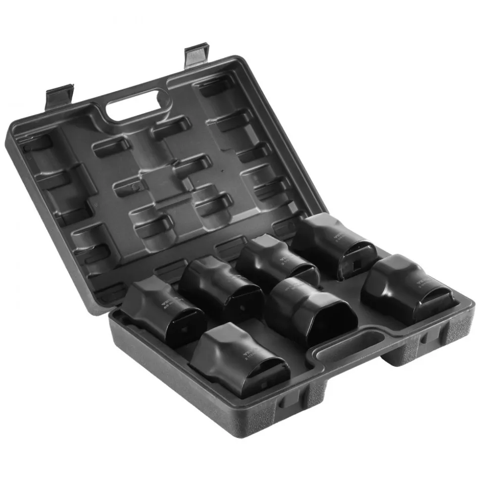 VEVOR Wheel Bearing Locknut Socket Set, 1/2 inch Drive 7 Piece SAE and Metric 6-Point Socket for Ford, Dodge, and Toyota Vehicles, with Storage Case, Remove and Install Wheel Bearing Lock Nuts