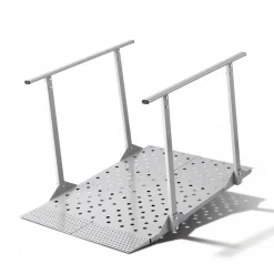 VEVOR Wheelchair Ramp with Handrails, 44.9 x 33.5 in, Heavy Duty Carbon Steel Handicap Ramp, 440 lbs Capacity, Non-Slip Portable Threshold Ramps for Home Steps, Stairs, Doorways, Curbs, Walkers, Scooters