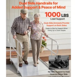 VEVOR Wheelchair Ramp with Handrails, 71.1 x 32.7 in, Heavy Duty Wide Aluminum Wheelchair Ramp with Adjustable Legs, 1000 lbs Capacity, Portable Threshold Ramps for Home Steps, Stairs, Doorways, Curbs