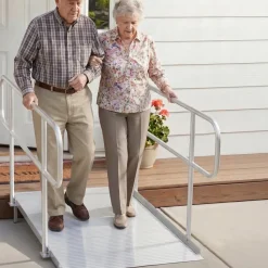 VEVOR Wheelchair Ramp with Handrails, 71.1 x 32.7 in, Heavy Duty Wide Aluminum Wheelchair Ramp with Adjustable Legs, 1000 lbs Capacity, Portable Threshold Ramps for Home Steps, Stairs, Doorways, Curbs