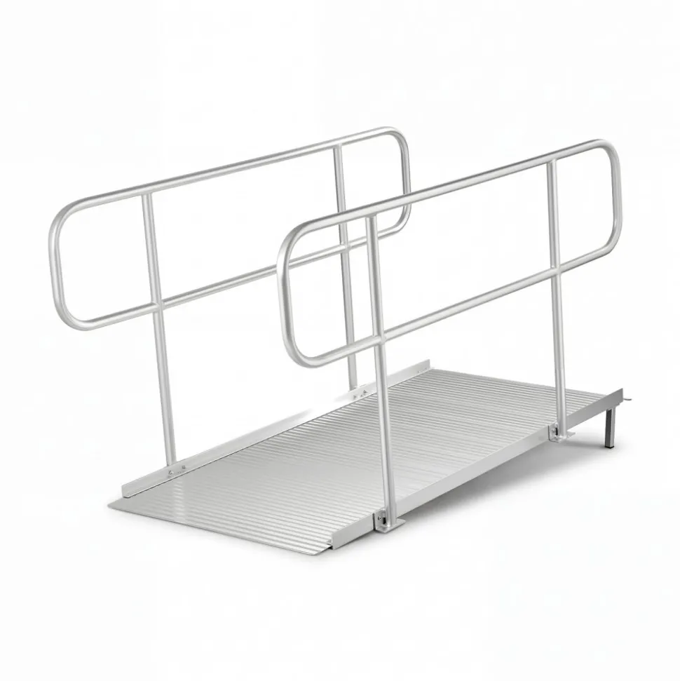 VEVOR Wheelchair Ramp with Handrails, 71.1 x 32.7 in, Heavy Duty Wide Aluminum Wheelchair Ramp with Adjustable Legs, 1000 lbs Capacity, Portable Threshold Ramps for Home Steps, Stairs, Doorways, Curbs