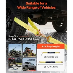 VEVOR Wheel Chock Tie-Down Kit, Axle Type Trailer Tie Down Strap, Car Tie Down Kit with Break Strength 10009 lbs, Working Load 3333 lbs, Trailer Ratchet Strap for ATV, UTV, & Heavy-Duty Pickup Trucks