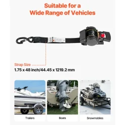 VEVOR Wheel Chock Tie-Down Kit, Fixed Trailer Tie Down Strap, Car Tie Down Kit with S-Hook, Break Strength 1649 lbs & Working Load 550 lbs Motorcycle Tie-Down System for Trailers, Boats, Snowmobiles