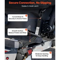 VEVOR Wheel Chock Tie-Down Kit, Fixed Trailer Tie Down Strap, Car Tie Down Kit with S-Hook, Break Strength 1649 lbs & Working Load 550 lbs Motorcycle Tie-Down System for Trailers, Boats, Snowmobiles