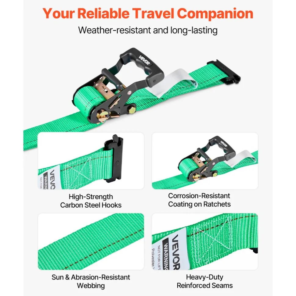 VEVOR Wheel Chock Tie-Down Kit, Chock-Style Trailer Tie Down Strap, Car Tie Down Kit with Buckle, Break Strength 4380 lbs & Working Load 1460 lbs Motorcycle Tie-Down System for ATVs, UTVs & Trailers