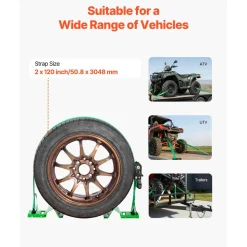 VEVOR Wheel Chock Tie-Down Kit, Chock-Style Trailer Tie Down Strap, Car Tie Down Kit with Buckle, Break Strength 4380 lbs & Working Load 1460 lbs Motorcycle Tie-Down System for ATVs, UTVs & Trailers