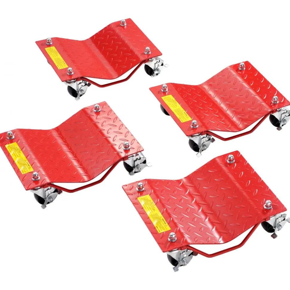 VEVOR Wheel Dolly, 8000 lbs Capacity Heavy-Duty Steel Car Mover, Wheel Dolly Car Tire Stake Set with Brakes, Vehicle Moving Cart Moving Cars, Trucks, Trailers, Motorcycles, and Boats, Set of 4, Red