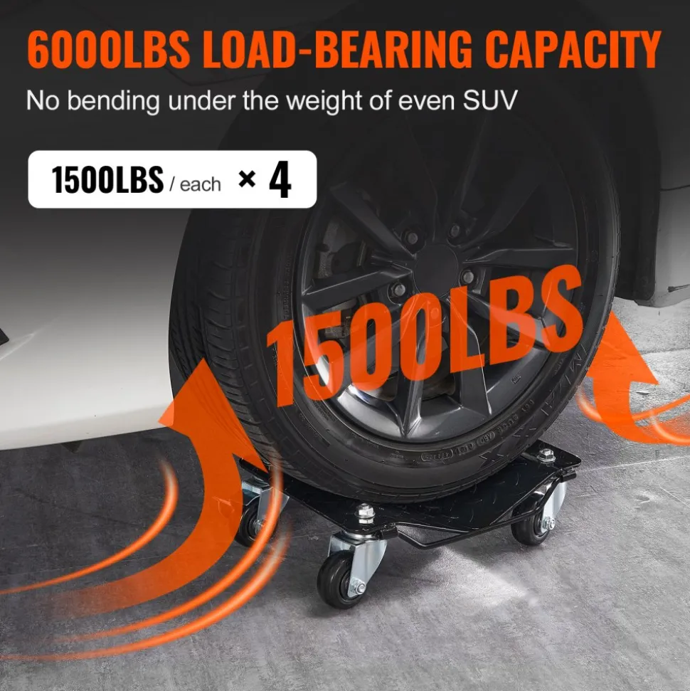 VEVOR Wheel Dolly, 6000 lbs/2722 kg Car Moving Dolly, Wheel Dolly Car Tire Stake Set of 4 Piece, Heavy-duty Car Tire Dolly Cart Moving Cars, Trucks, Trailers, Motorcycles, and Boats