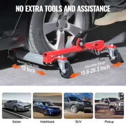 VEVOR Wheel Dolly, Max Capacity 1500 Lbs Car Dolly, Car Jack Dolly Lifter with 360° Rotatable Wheels, Heavy Duty Vehicle Positioning Ratchet Tire Jack, for Vehicle Car Auto Repair Moving, Set of 4