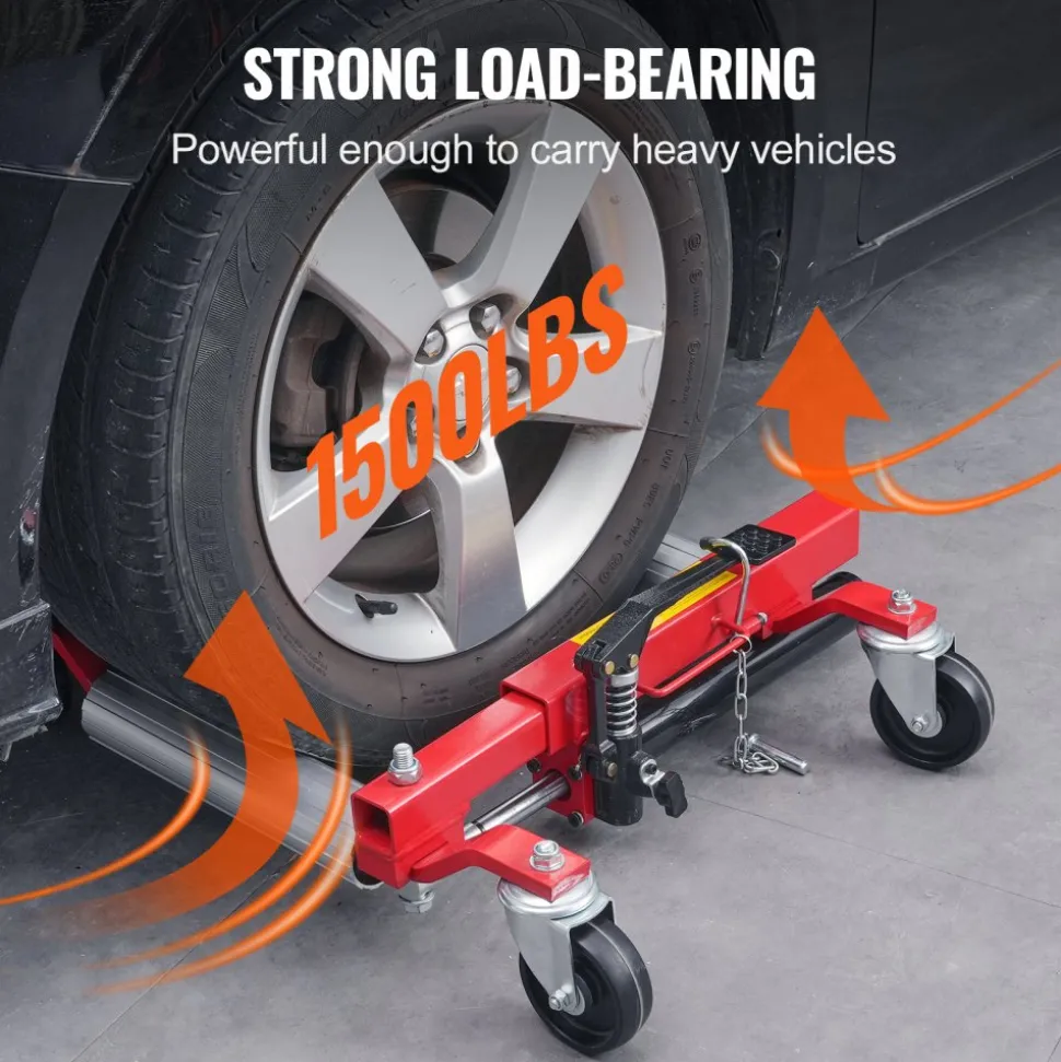 VEVOR Wheel Dolly, Max Capacity 1500 Lbs Car Dolly, Car Jack Dolly Lifter with 360° Rotatable Wheels, Heavy Duty Vehicle Positioning Hydraulic Tire Jack, for Vehicle Car Auto Repair Moving