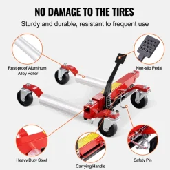 VEVOR Wheel Dolly, Max Capacity 1500 Lbs Car Dolly, Car Jack Dolly Lifter with 360° Rotatable Wheels, Heavy Duty Vehicle Positioning Hydraulic Tire Jack, for Vehicle Car Auto Repair Moving, Set of 4