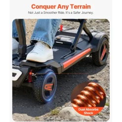 VEVOR 4-Wheel Electric Mobility Scooter for Adults & Seniors, Integrated Automatic Folding Mobility Scooter with Remote Control, NFC Keys & Long Range, 265LBS Loading Travel Wheelchair