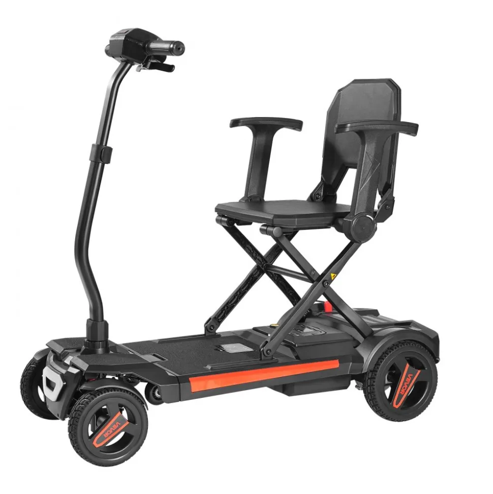 VEVOR 4-Wheel Electric Mobility Scooter for Adults & Seniors, Integrated Automatic Folding Mobility Scooter with Remote Control, NFC Keys & Long Range, 265LBS Loading Travel Wheelchair