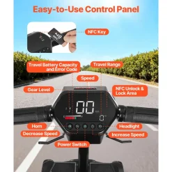 VEVOR 4-Wheel Electric Mobility Scooter for Adults & Seniors, Integrated Automatic Folding Mobility Scooter with Remote Control, NFC Keys & Long Range, 265LBS Loading Travel Wheelchair