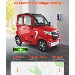 VEVOR 4-Wheel Enclosed Mobility Scooter for Seniors Adults, 660lbs Capacity, 3-Seater 2000W Electric Recreational Mobility Scooter 45 Miles Long Range, Remote Unlock, All-Terrain for Touring Shopping