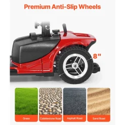 VEVOR 3 Wheel Folding Mobility Scooter for Adults & Seniors, Heavy-Duty Electric Powered Mobility Scooter & 12 Mile Long Range, All Terrain Travel Wheelchair with 9° Climbing Capacity, 265lb Capacity