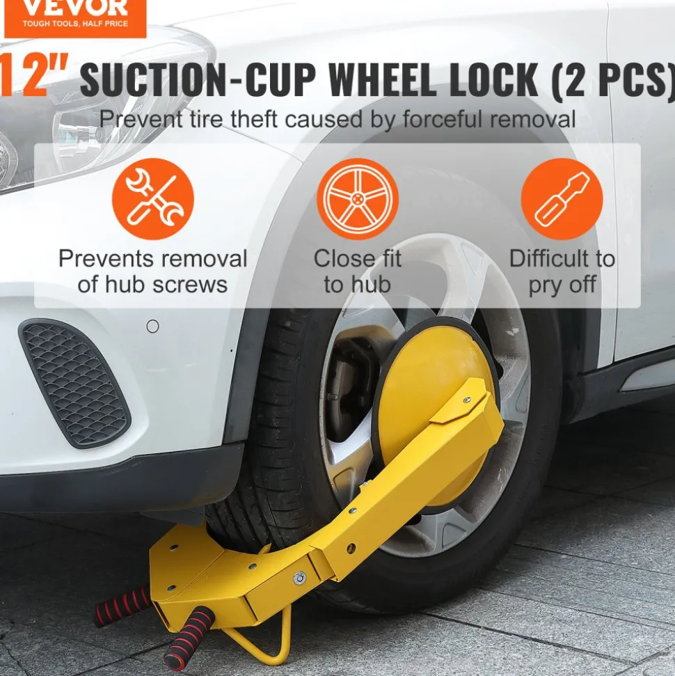 VEVOR Wheel Lock Clamp, 2-Pack Trailer Wheel Lock, Heavy-Duty Anti Theft Tire Lock, Adjustable Tire Boot Lock Tire Claw, Trailer Wheel Locks for RV Trailers, Cars, Trucks, SUVs