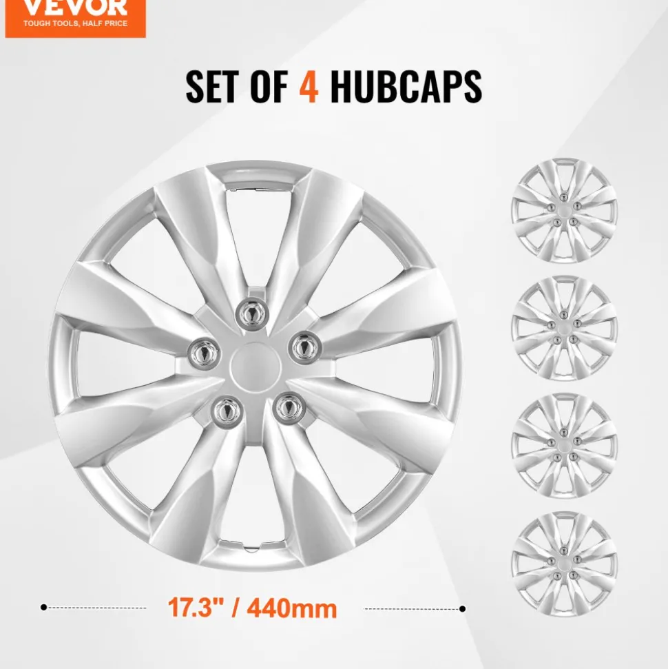 VEVOR Wheel Rim Cover Hubcaps, 16 in Diameter, Sturdy & Durable Scratch-Resistant Hubcap with Snap & Valve Nozzle Hole, ABS & PC Hubcap with High Rigidity & Less Wind Drag, Fits for All Weather Use