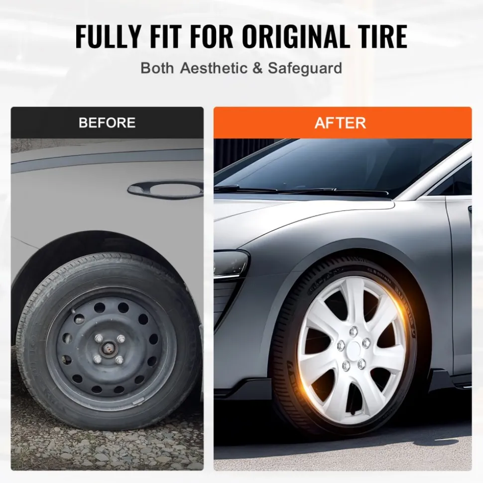 VEVOR Wheel Rim Cover Hubcaps, 16 in Diameter, Sturdy & Durable Scratch-Resistant Hubcap with Snap & Valve Nozzle Hole, ABS & PC Hubcap with High Rigidity & Less Wind Drag, Fits for All Weather Use
