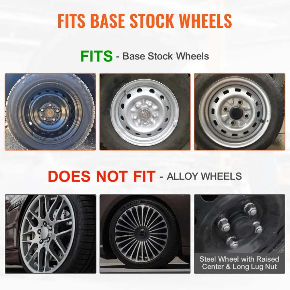 VEVOR Wheel Rim Cover Hubcaps, 16 in Diameter, Sturdy & Durable Scratch-Resistant Hubcap with Snap & Valve Nozzle Hole, ABS & PC Hubcap with High Rigidity & Less Wind Drag, Fits for All Weather Use