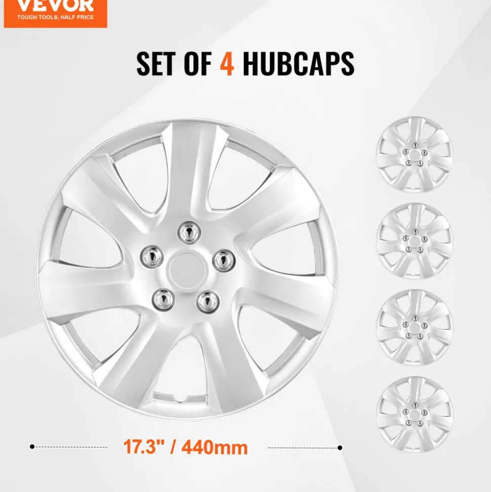VEVOR Wheel Rim Cover Hubcaps, 16 in Diameter, Sturdy & Durable Scratch-Resistant Hubcap with Snap & Valve Nozzle Hole, ABS & PC Hubcap with High Rigidity & Less Wind Drag, Fits for All Weather Use